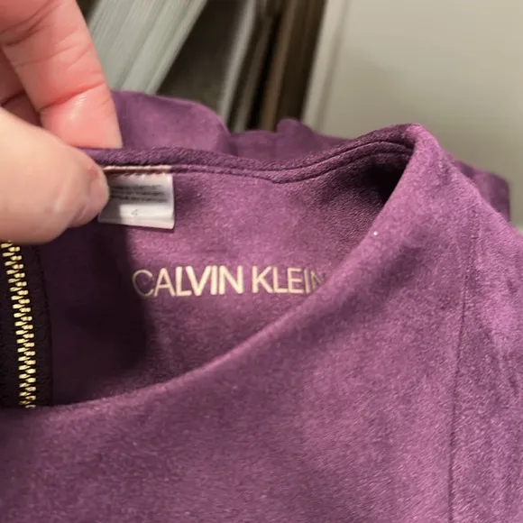 🌴 NWT Calvin Klein Faux Suede Puff Sleeve Midi Dress