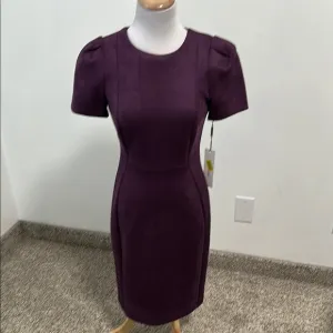 🌴 NWT Calvin Klein Faux Suede Puff Sleeve Midi Dress