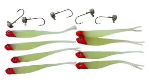 8pcs MasterPro Larger 13cm, 8.5g Redhead Lumo Fork Tail minnow lure  5pcs jigheads