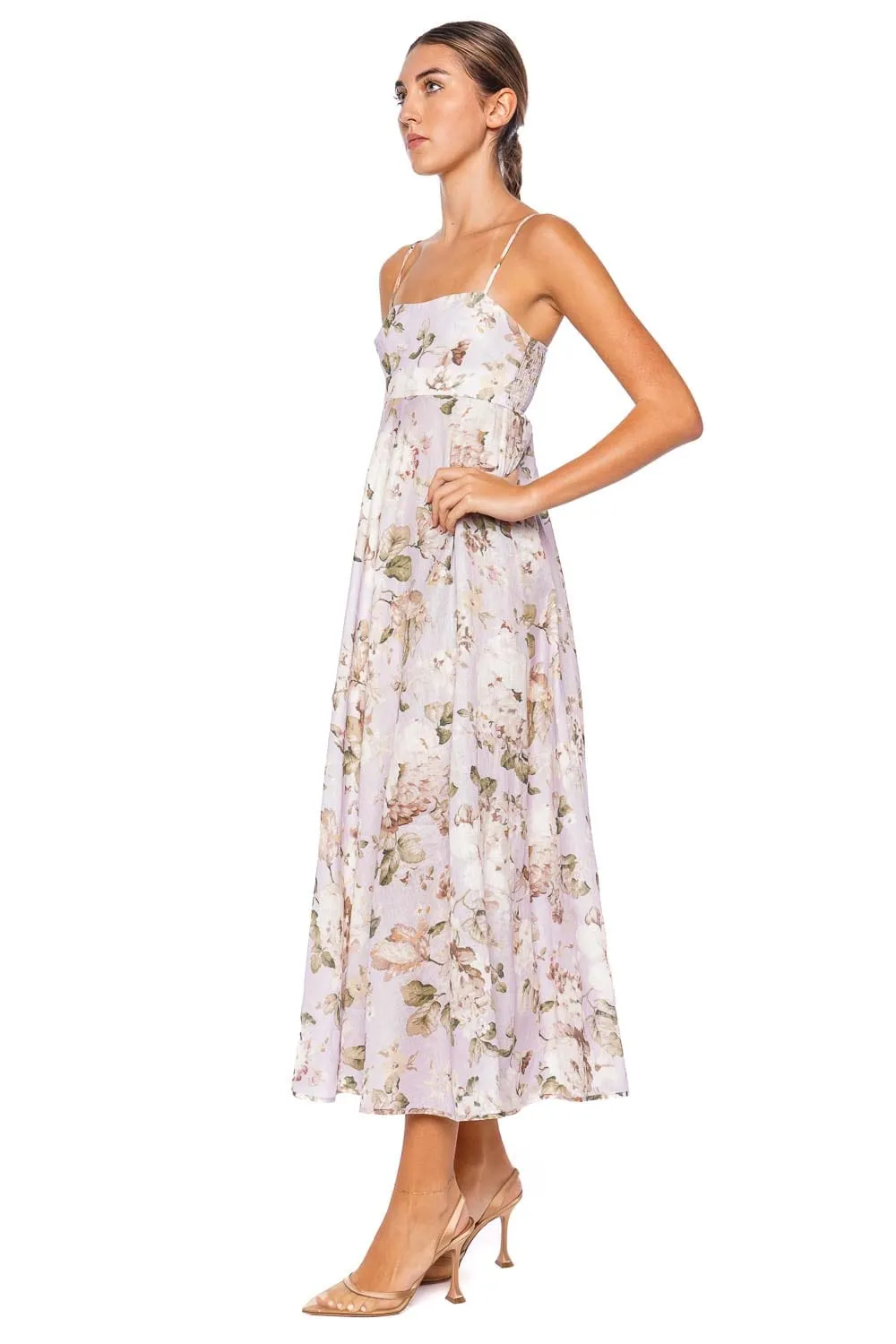 Acacia Lilac Floral Bandeau Midi Dress