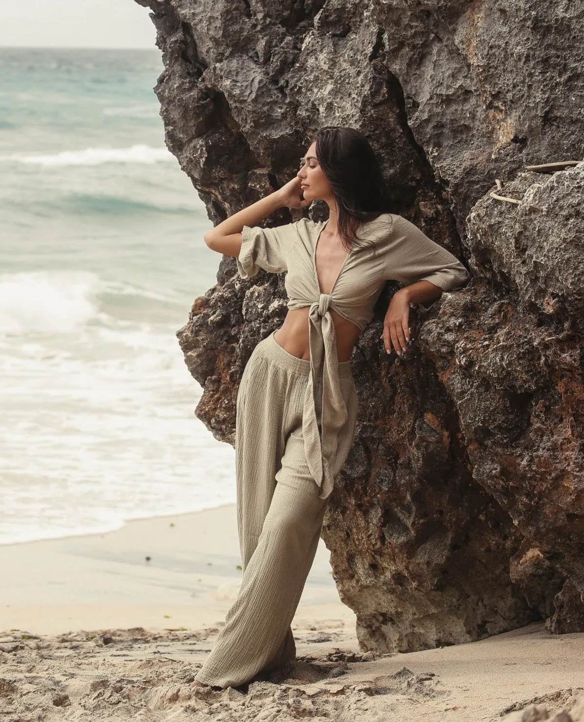 Bali Wrap Top - Khaki Green