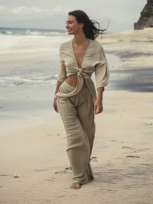 Bali Wrap Top - Khaki Green