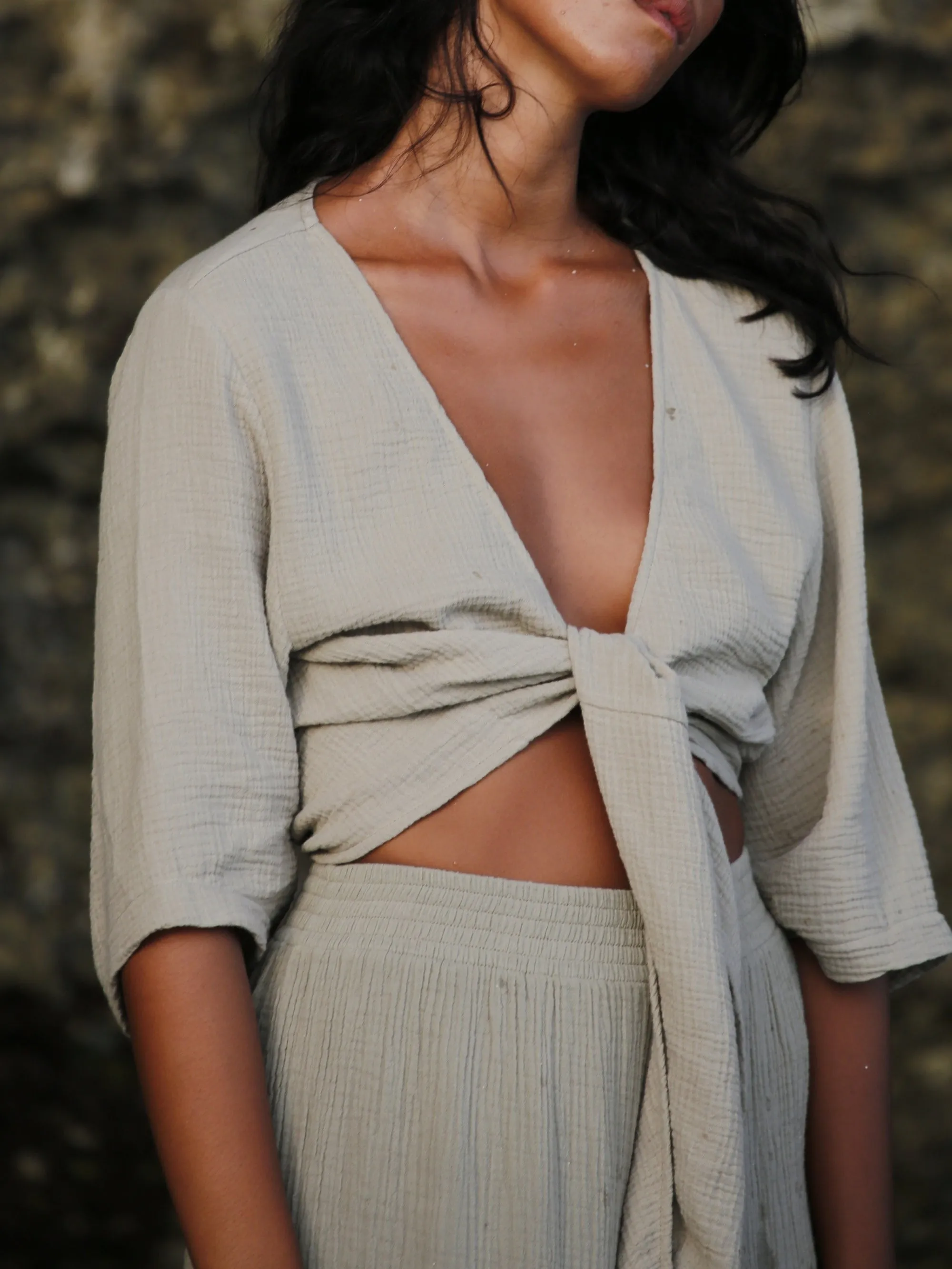 Bali Wrap Top - Khaki Green