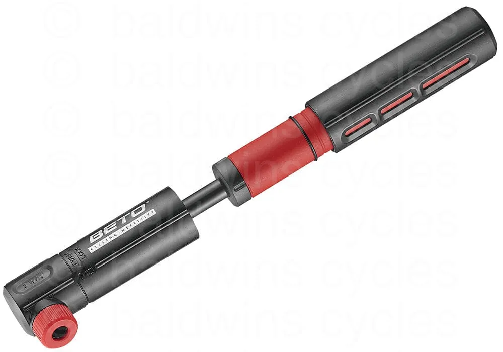 Beto CRH-015P - Two-Way Twist Lock Pocket Mini Pump - Black/Red