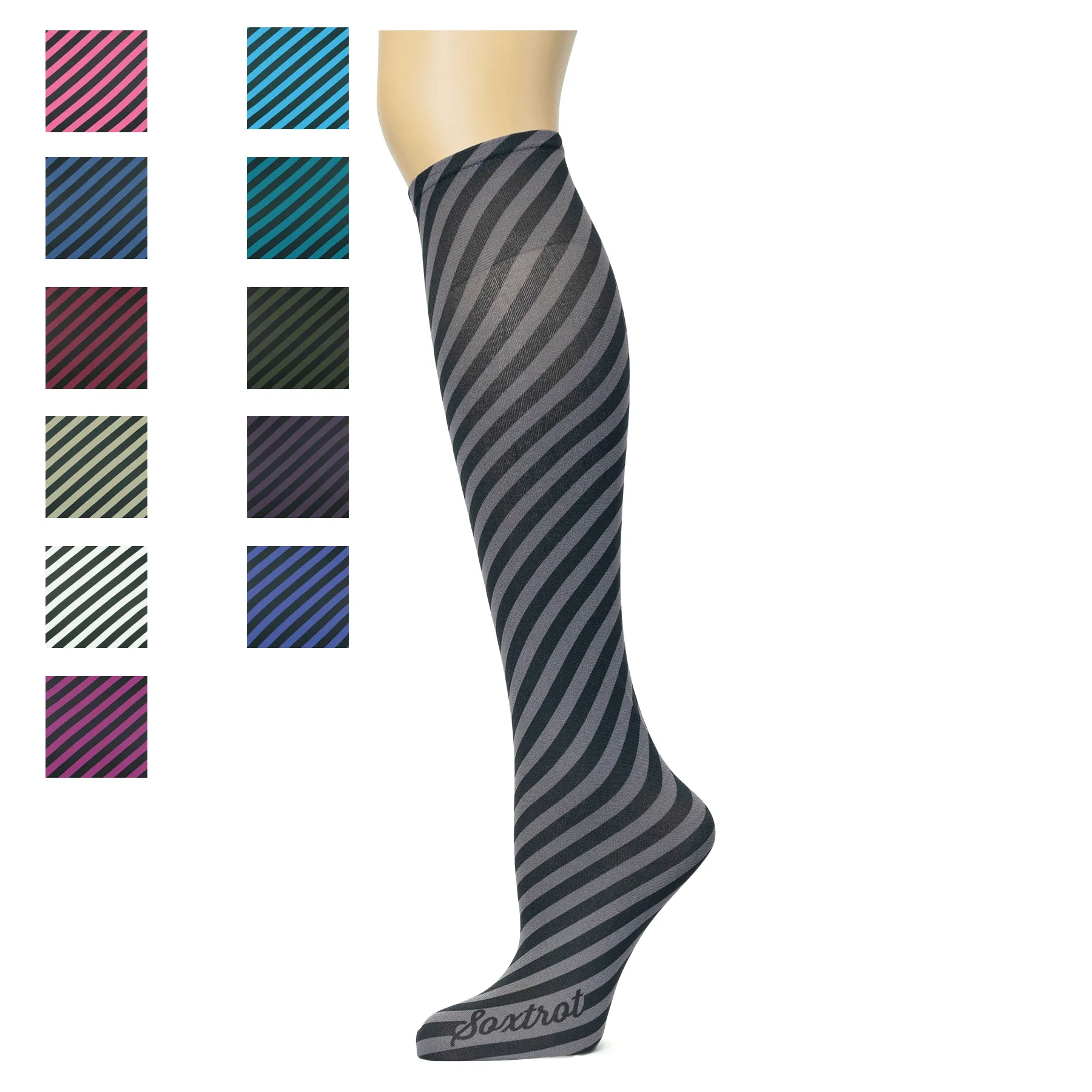 Bias Stripe Adult Knee Highs