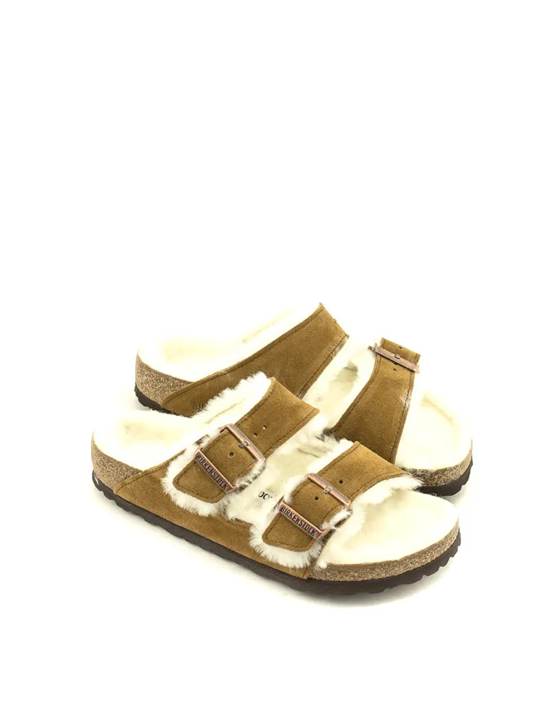 Birkenstock — Arizona Shearling Suede - Mink Regular Width