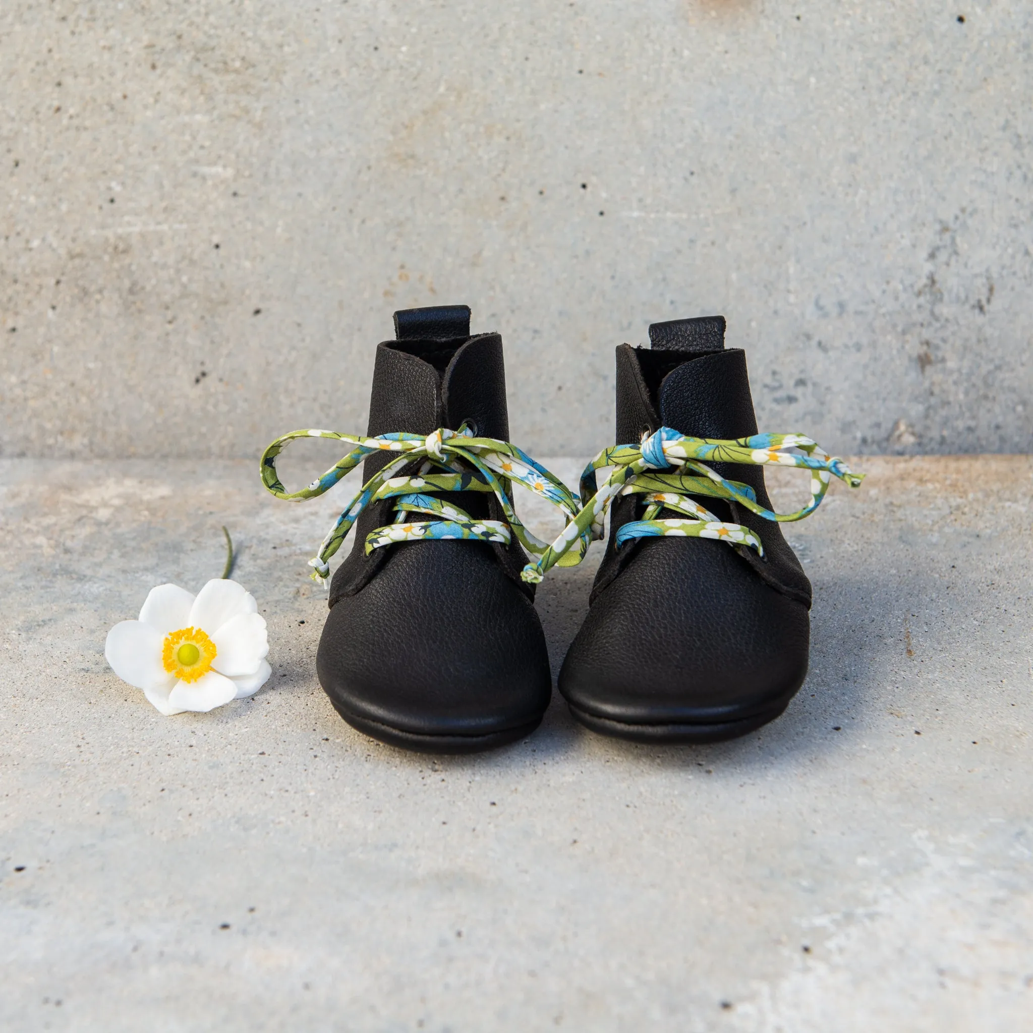 BLACK HIGH TOPS WITH LIBERTY PRINT LACES