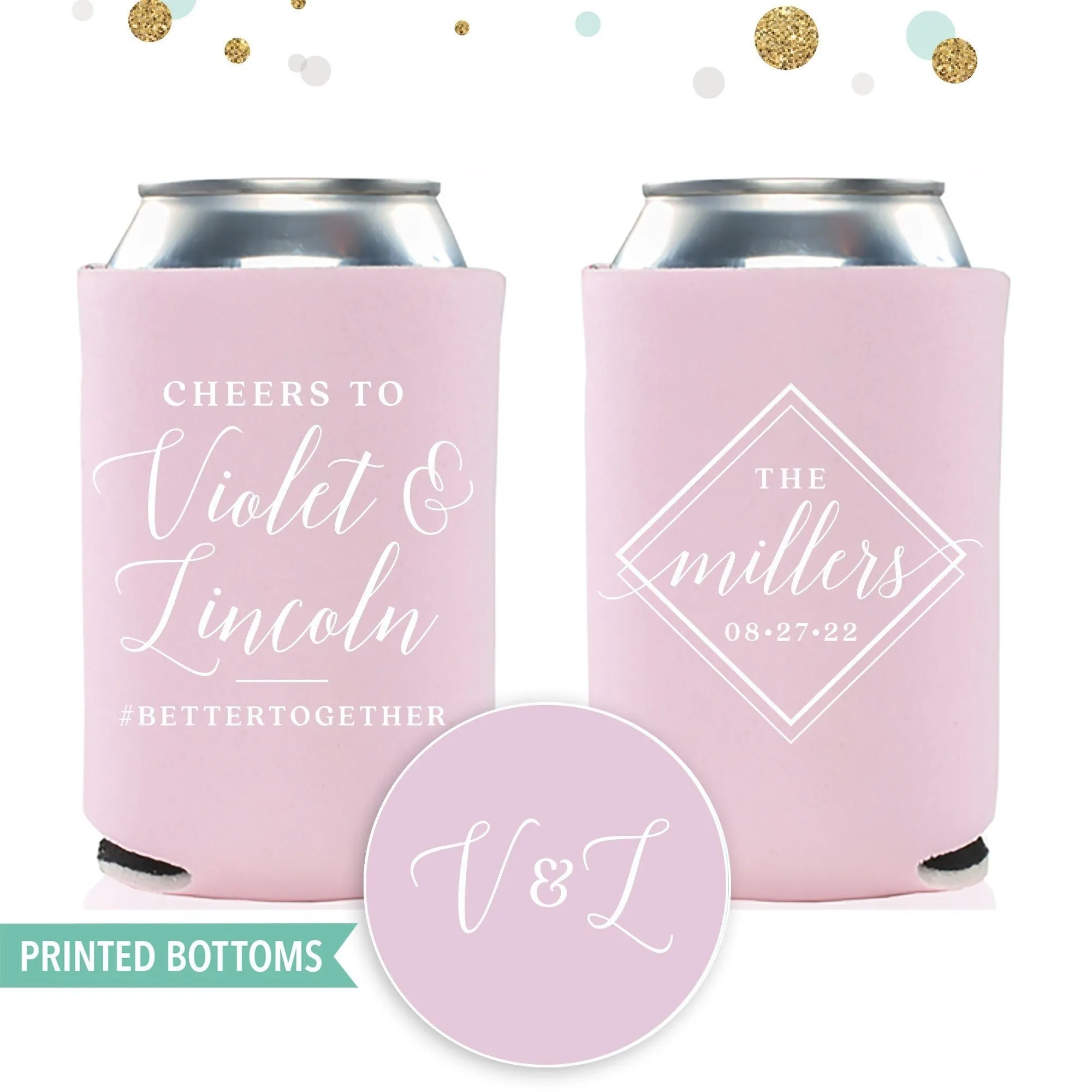 Bottom-Printed Wedding Can Cooler #194B