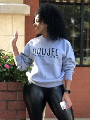 Boujee Hoodie - Grey Pull Over Sweatshirt