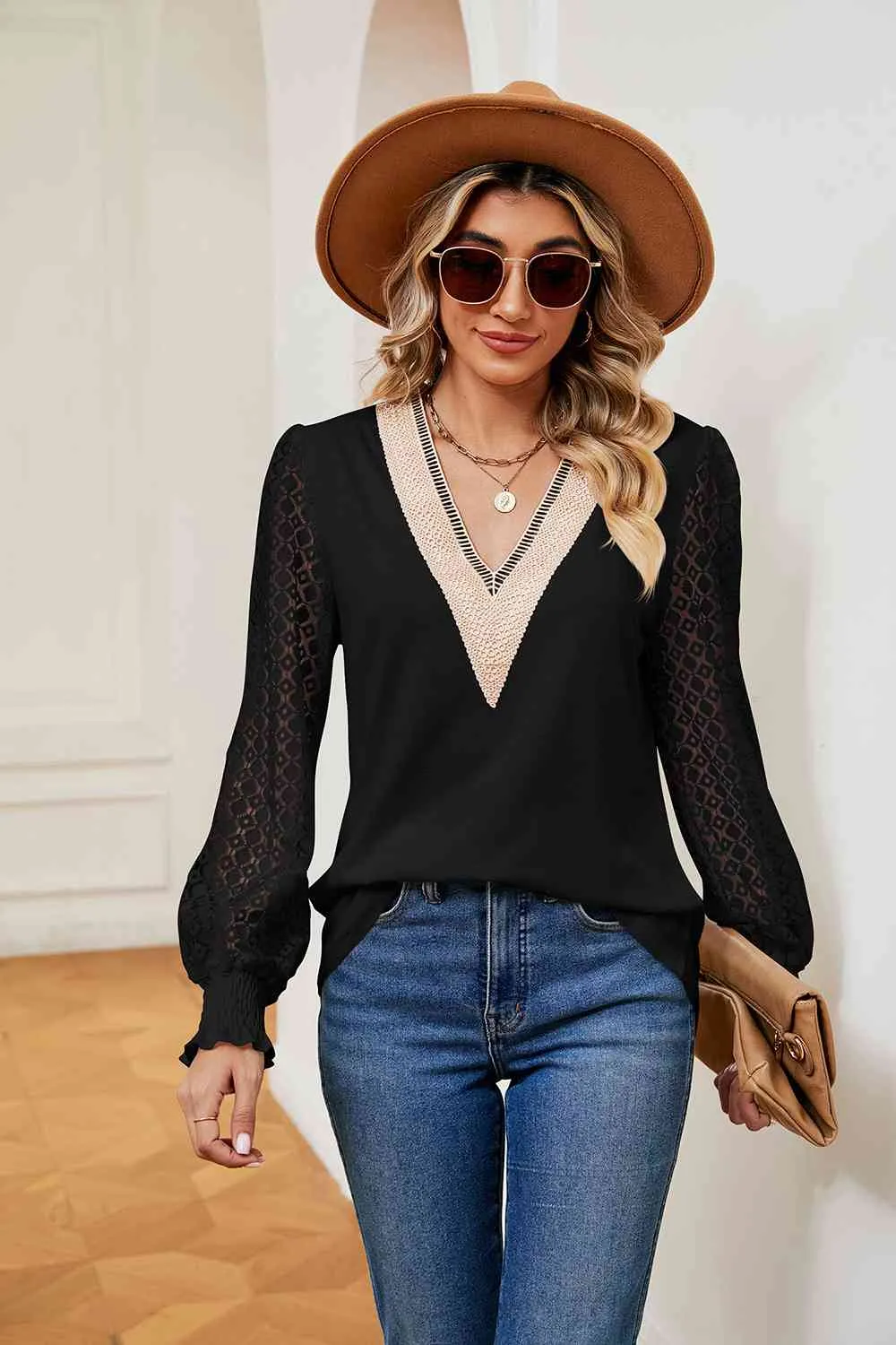 Breezy and Beautiful Blouse- 6 Colors (White, Peach, Black, Teal, Azure, Pink)
