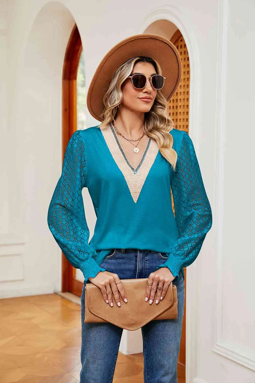 Breezy and Beautiful Blouse- 6 Colors (White, Peach, Black, Teal, Azure, Pink)