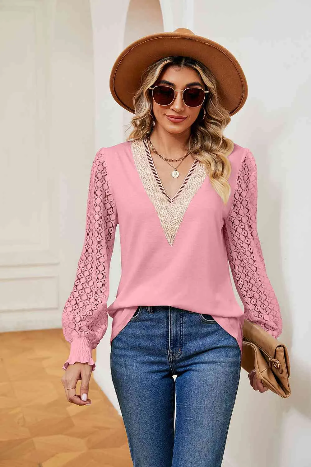 Breezy and Beautiful Blouse- 6 Colors (White, Peach, Black, Teal, Azure, Pink)