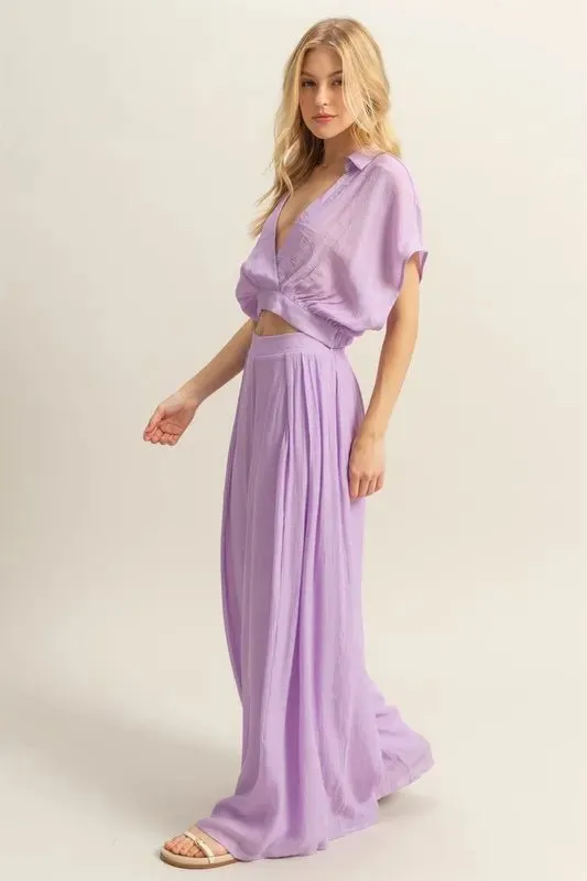 Breezy Kimono Sleeve Crop Top and Pants Set—HYFVE Stuns This Season