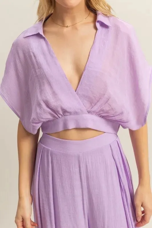 Breezy Kimono Sleeve Crop Top and Pants Set—HYFVE Stuns This Season