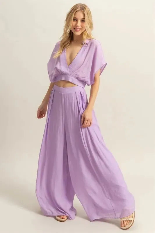 Breezy Kimono Sleeve Crop Top and Pants Set—HYFVE Stuns This Season