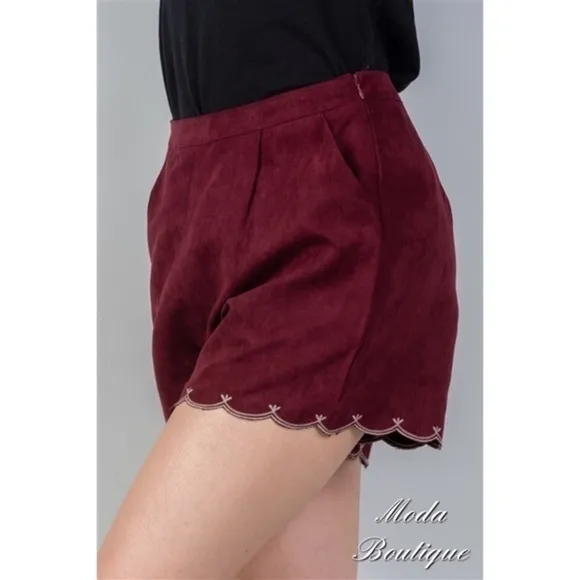 Burgundy Suede Shorts