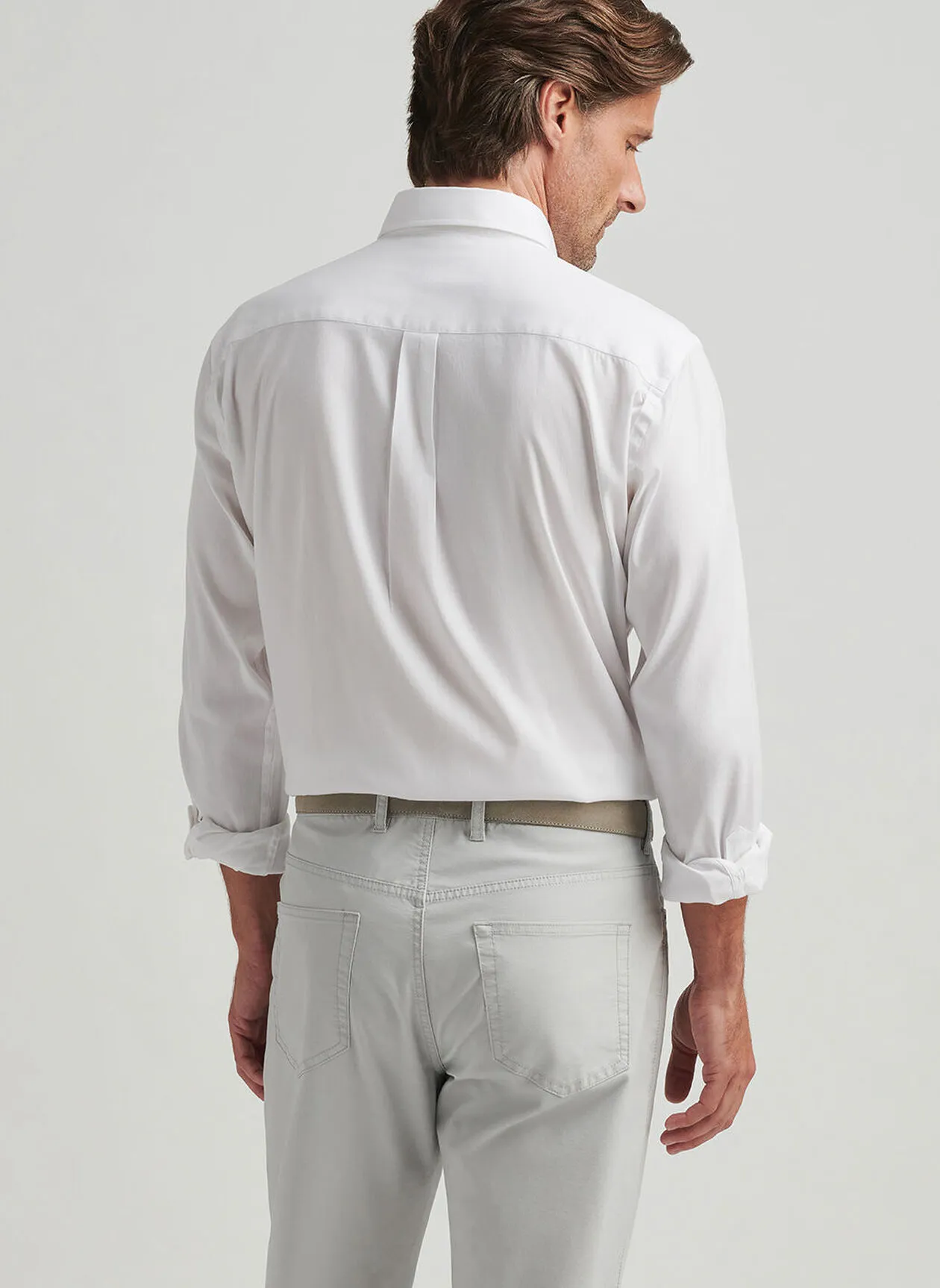 CAMPBELL PERFECT PINPOINT COTTON STRETCH SHIRT - WHITE