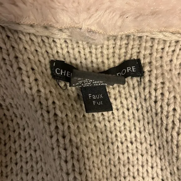 Chelsea &amp; Theodore Faux Suede, Faux Suede Open Front Sweater Cardigan, Sz. S.