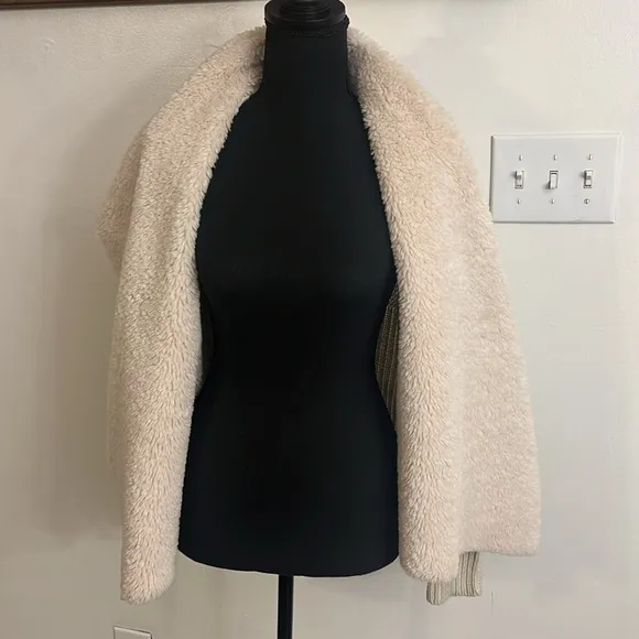 Chelsea &amp; Theodore Faux Suede, Faux Suede Open Front Sweater Cardigan, Sz. S.