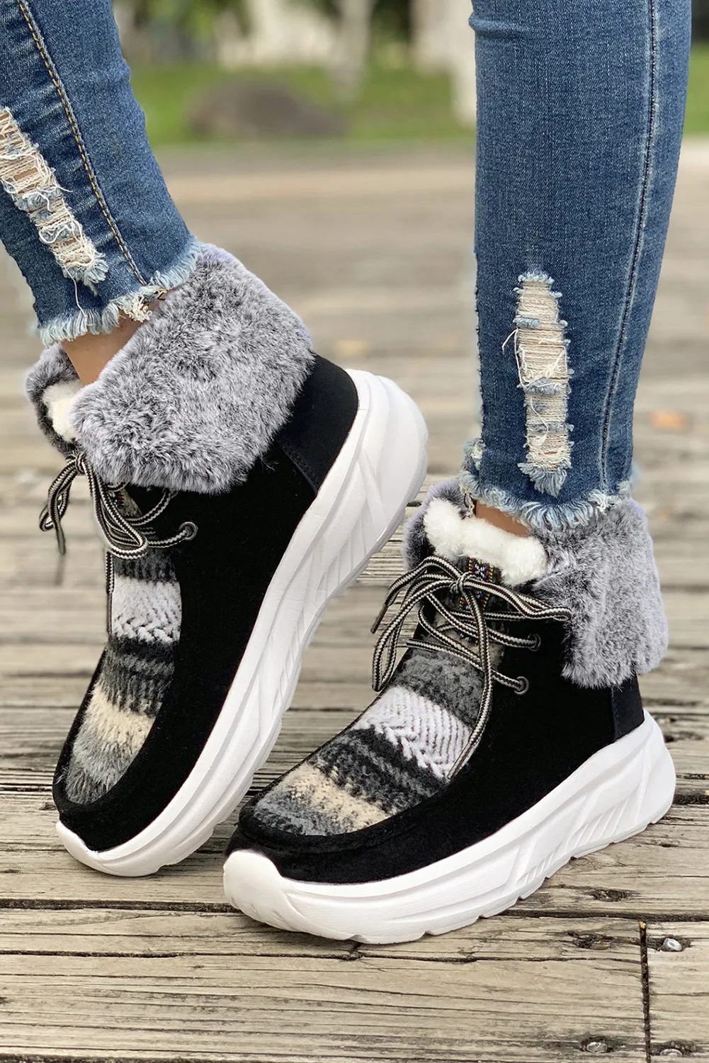 Chestnut Plush Suede Patched Lace Up Ankle Boots