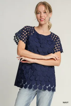 Chic And Breezy—Umgee Plus Size Polka Dot Raglan Lace Top 2025