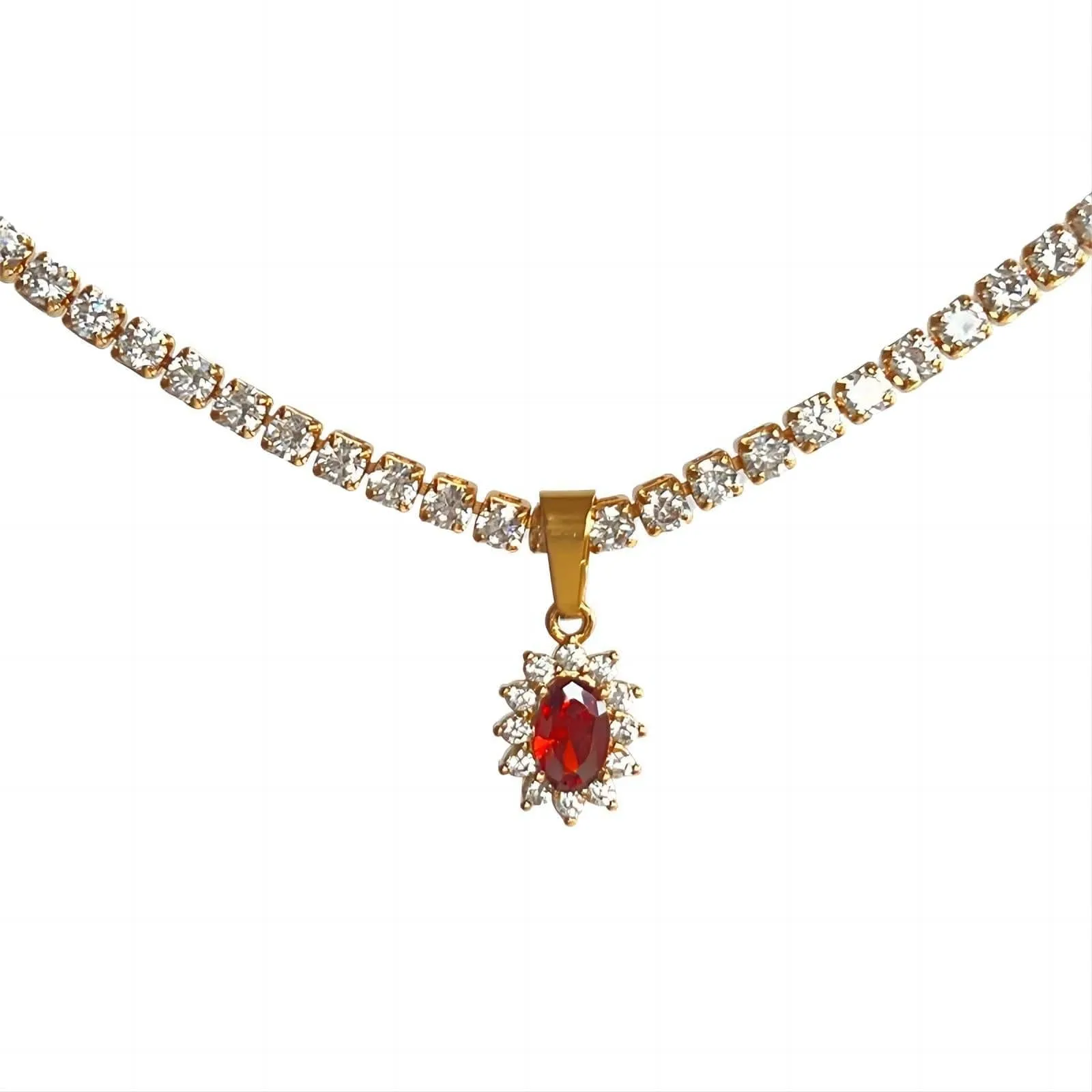 Chic Colorful Crystal Flower Pendant Box Chain Necklace