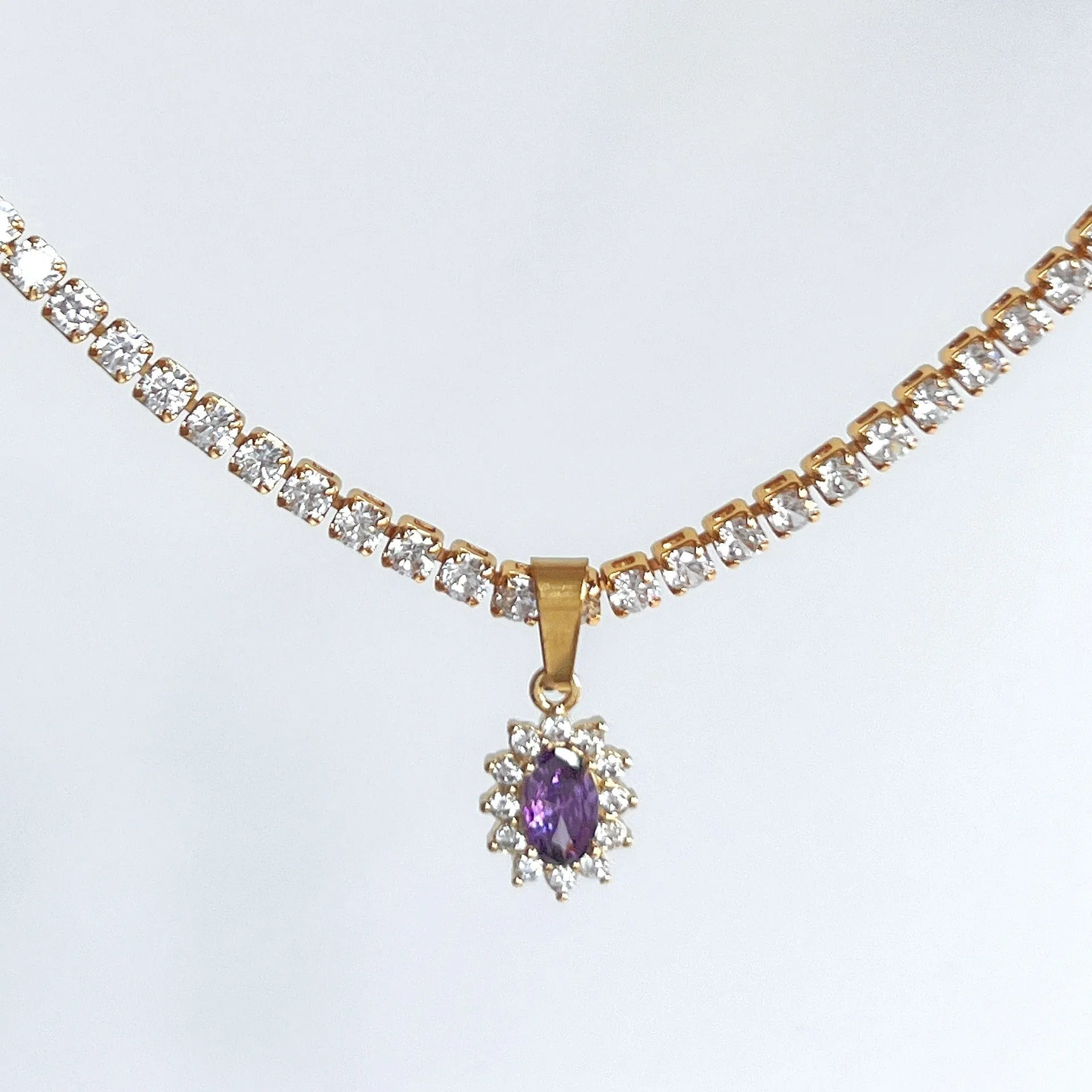 Chic Colorful Crystal Flower Pendant Box Chain Necklace