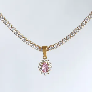 Chic Colorful Crystal Flower Pendant Box Chain Necklace