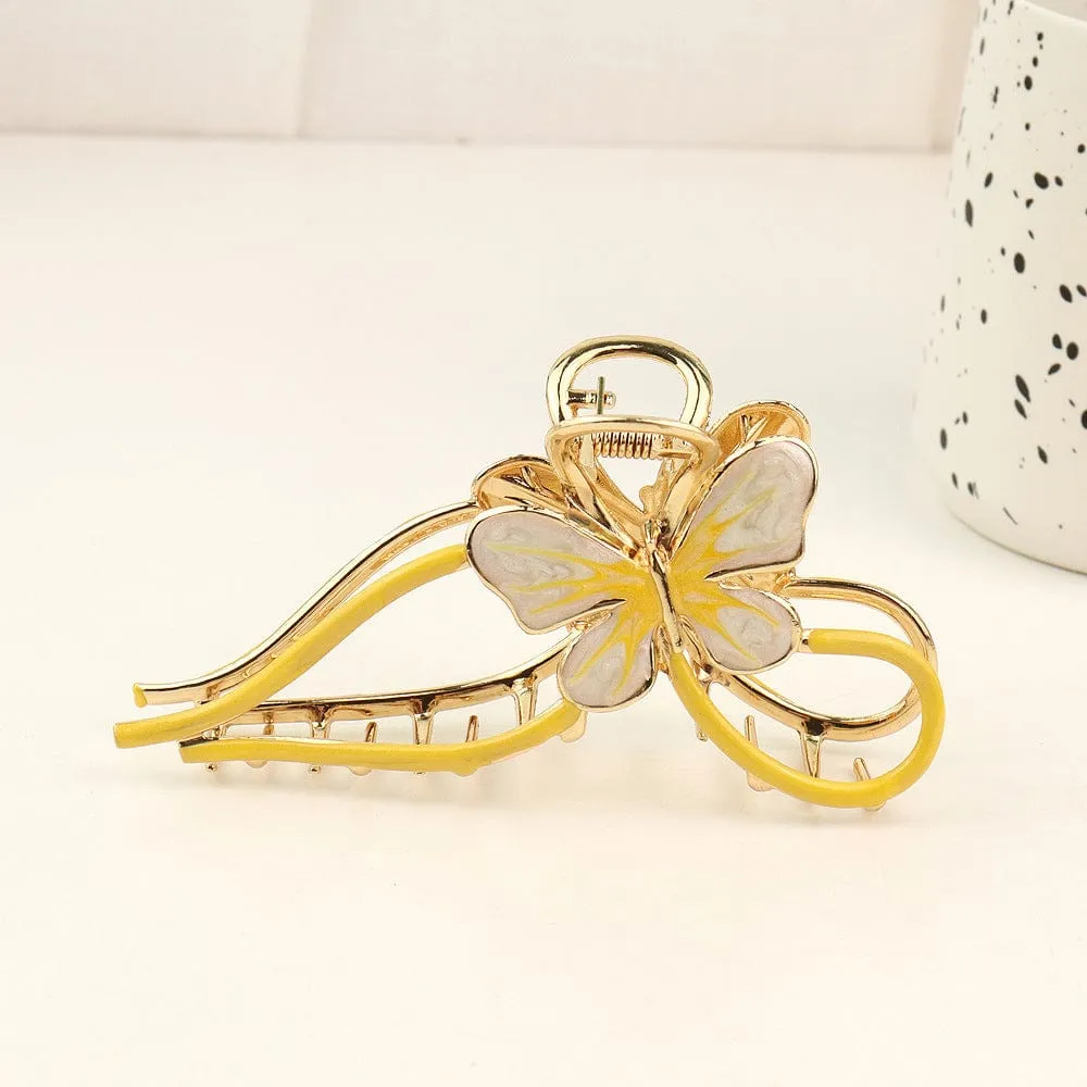 Chic Enamel Colorful Butterfly Chignon Claw Clip Hair Clip