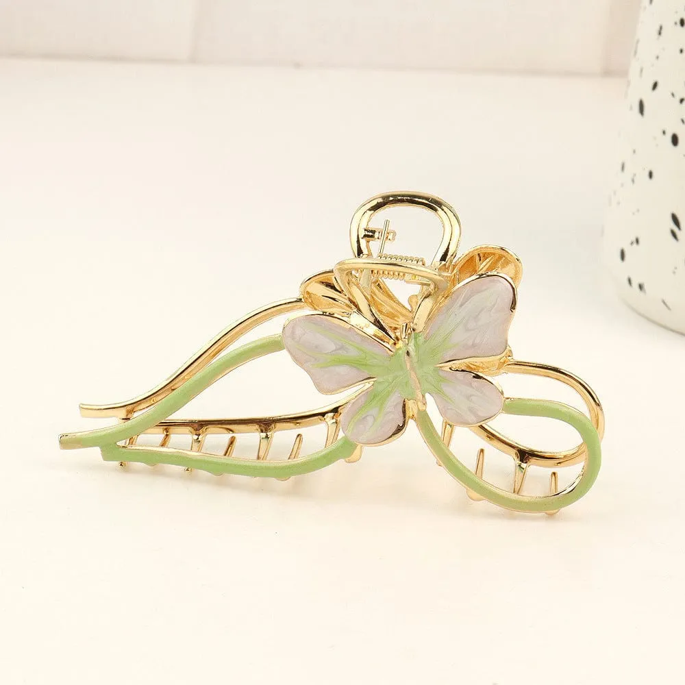 Chic Enamel Colorful Butterfly Chignon Claw Clip Hair Clip