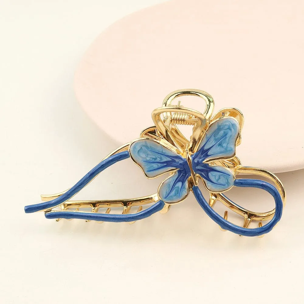 Chic Enamel Colorful Butterfly Chignon Claw Clip Hair Clip