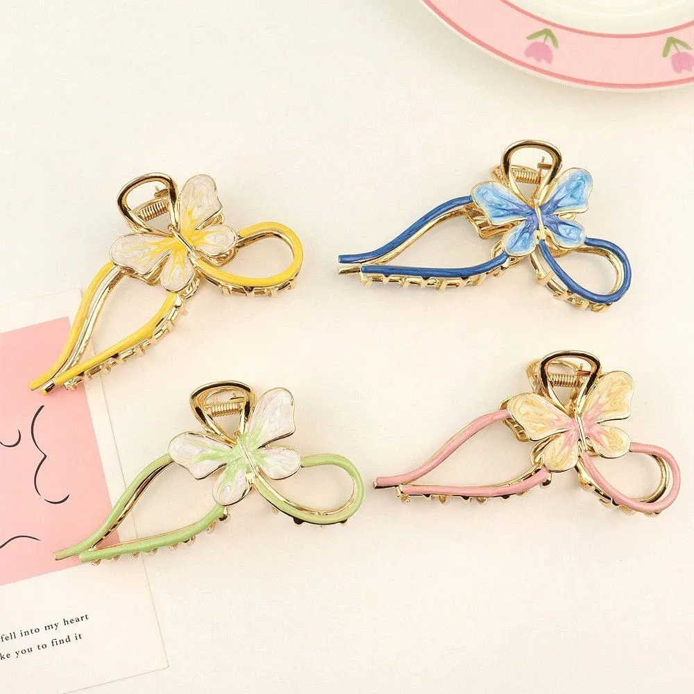 Chic Enamel Colorful Butterfly Chignon Claw Clip Hair Clip