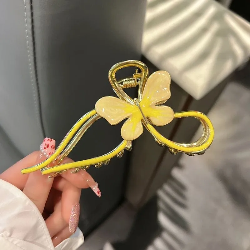 Chic Enamel Colorful Butterfly Chignon Claw Clip Hair Clip