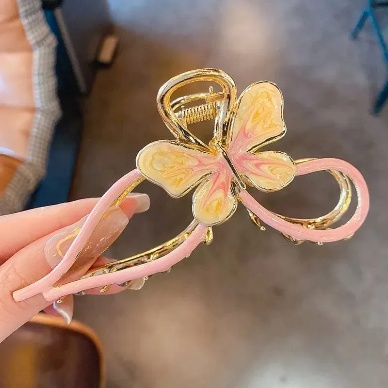 Chic Enamel Colorful Butterfly Chignon Claw Clip Hair Clip