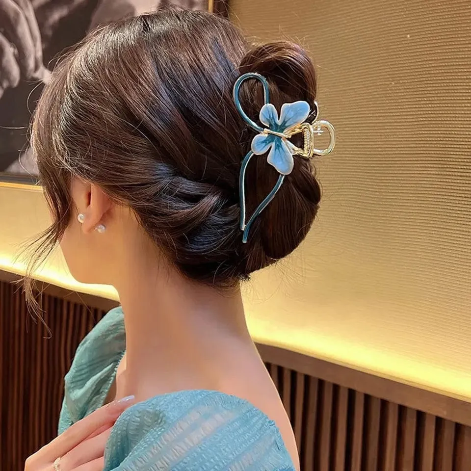 Chic Enamel Colorful Butterfly Chignon Claw Clip Hair Clip