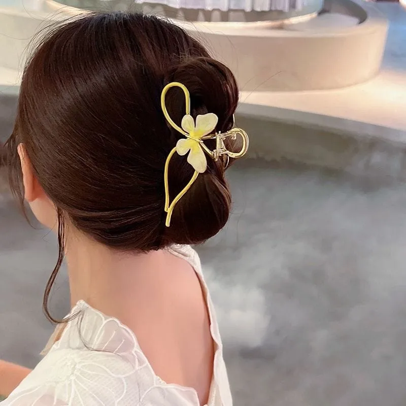 Chic Enamel Colorful Butterfly Chignon Claw Clip Hair Clip