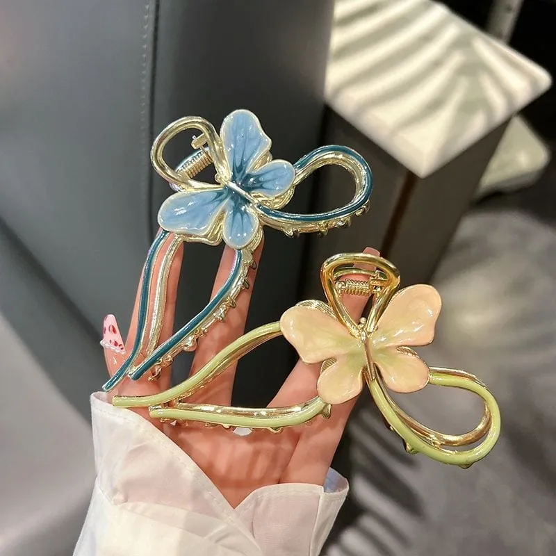 Chic Enamel Colorful Butterfly Chignon Claw Clip Hair Clip