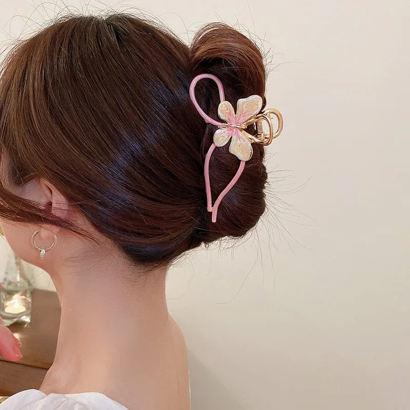 Chic Enamel Colorful Butterfly Chignon Claw Clip Hair Clip