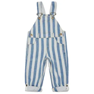 Classic Wide Stripe Denim Dungarees - Blue