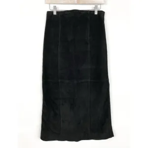 Copper Key Vintage Women's 100% Genuine Leather Suede Midi Skirt, Black - Size 7