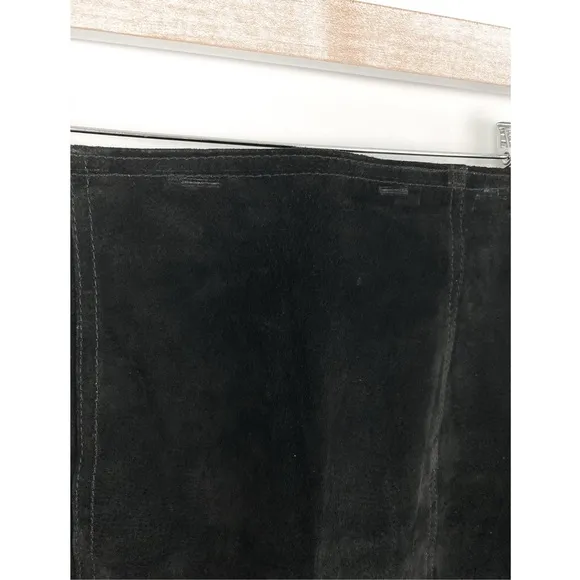 Copper Key Vintage Women's 100% Genuine Leather Suede Midi Skirt, Black - Size 7