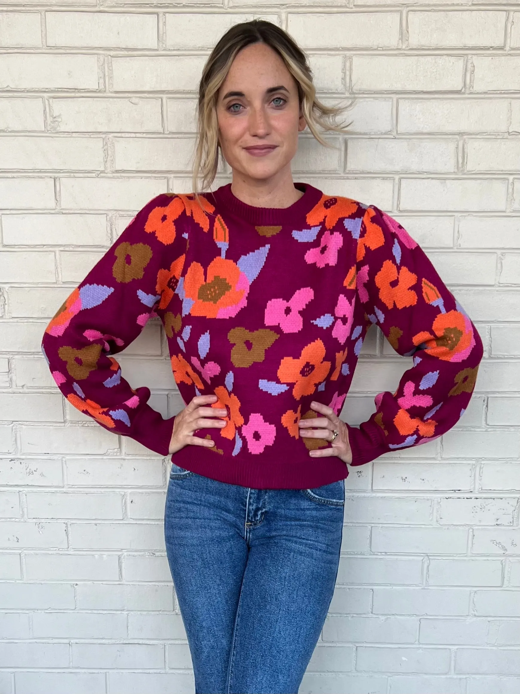 Cozy Moments Floral Sweater