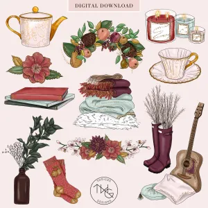 Cozy Night Clipart   Pattern Bundle