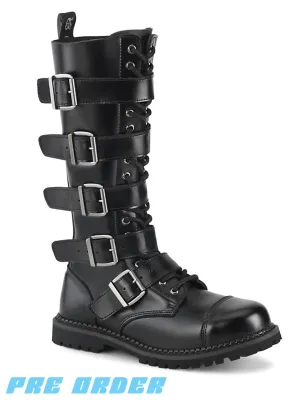 DEMONIA RIOT-18BK - BLACK LEATHER ✰ PRE ORDER ✰