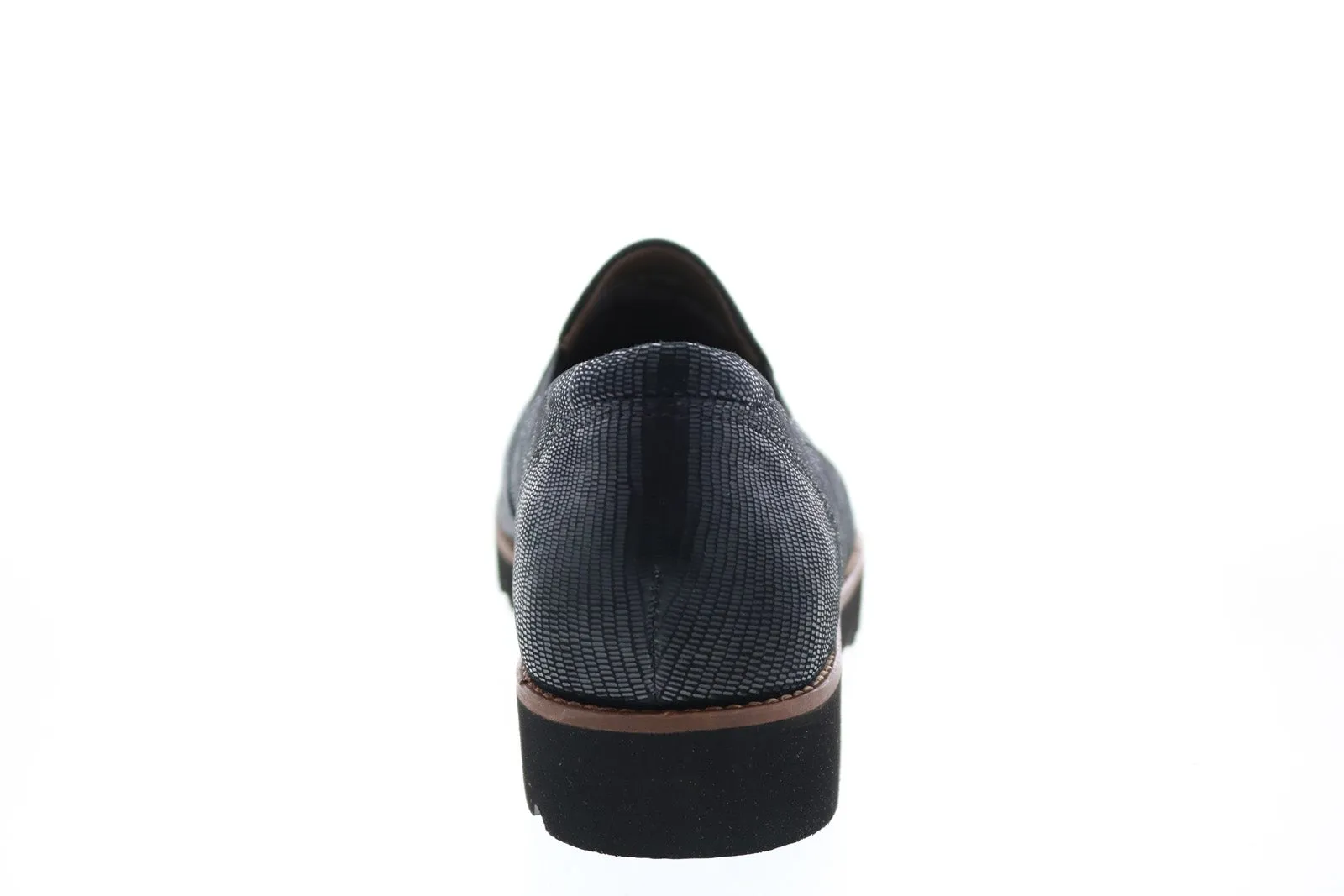 Earthies Alamada Printed Suede ALAMADA-BLK Womens Black Loafer Flats Shoes