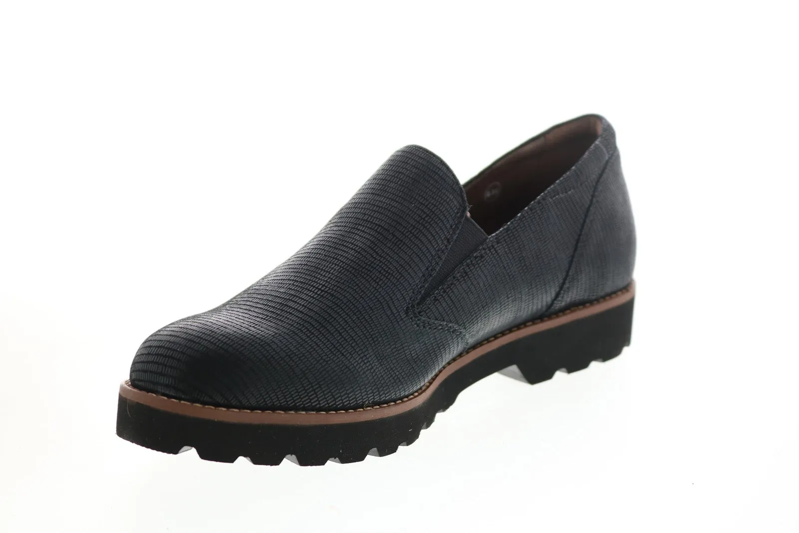 Earthies Alamada Printed Suede ALAMADA-BLK Womens Black Loafer Flats Shoes