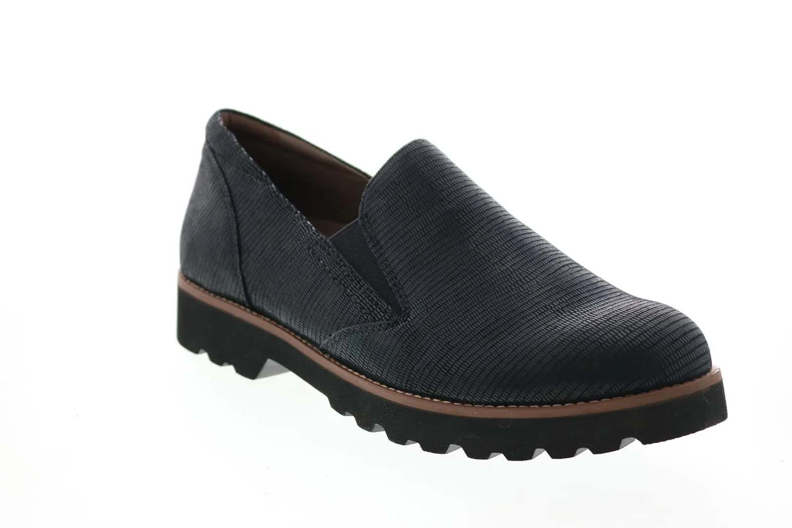 Earthies Alamada Printed Suede ALAMADA-BLK Womens Black Loafer Flats Shoes