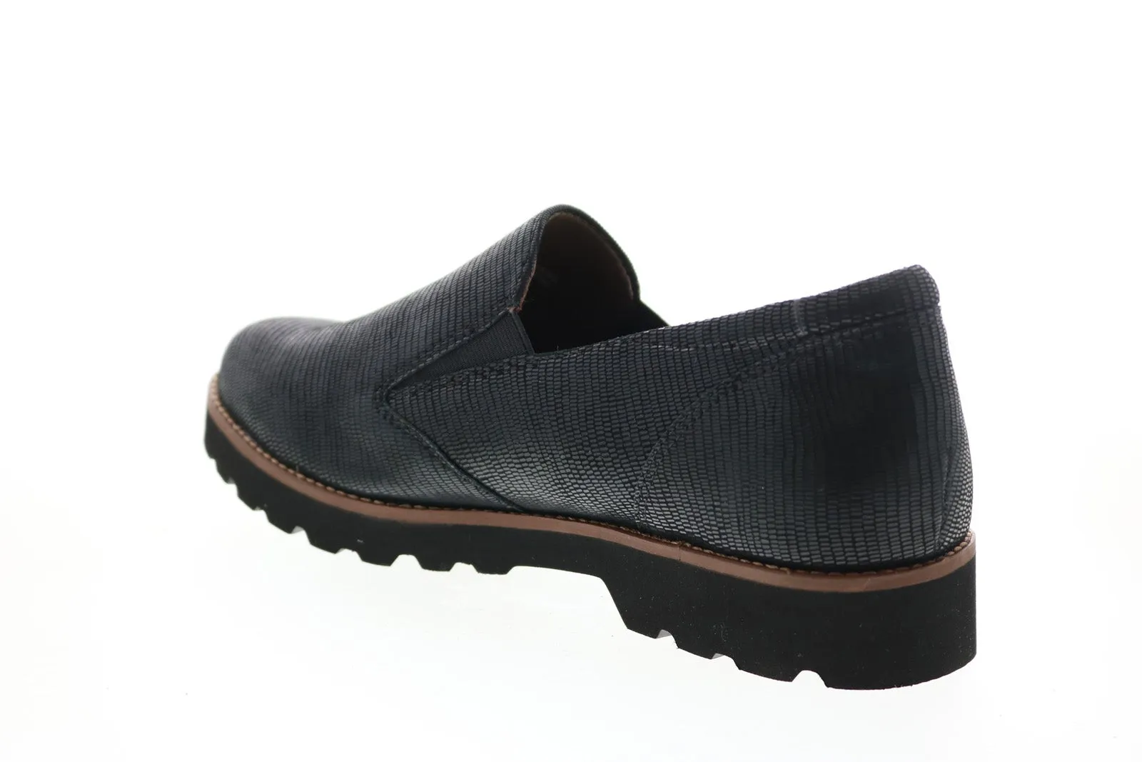 Earthies Alamada Printed Suede ALAMADA-BLK Womens Black Loafer Flats Shoes