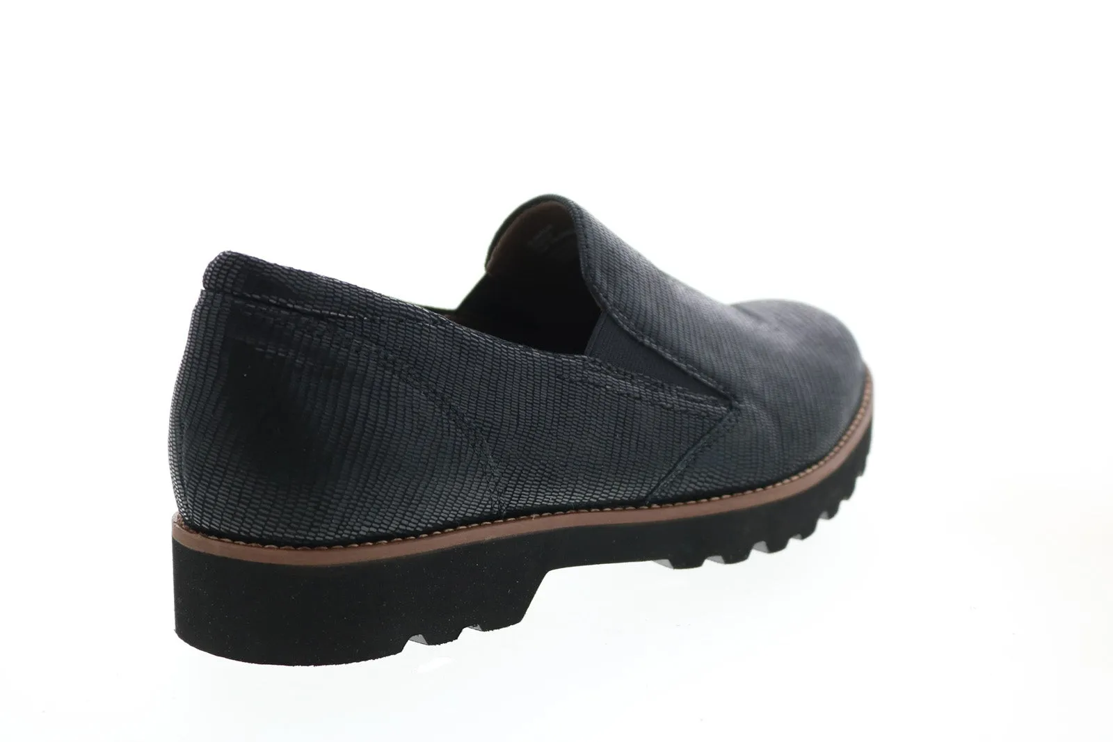 Earthies Alamada Printed Suede ALAMADA-BLK Womens Black Loafer Flats Shoes