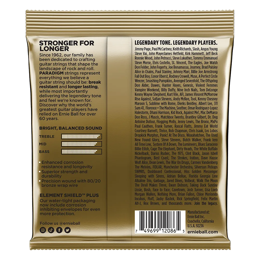 Ernie Ball Paradigm Medium Light 80/20 Bronze Acoustic Guitar Strings 12-54 Gauge
